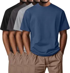 Neer 4 Pack Men's Big and Tall Shirts Summer Cotton Short Sleeve Tee Crew Neck Casual Top Basic Oversize T Shirts