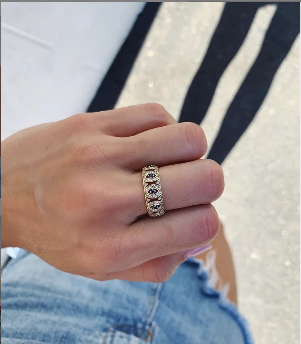 Ornate Evil Eye Ring
