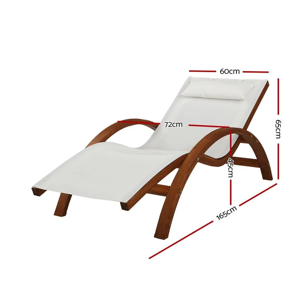 Outdoor Wooden Curved Sun Lounge Chair