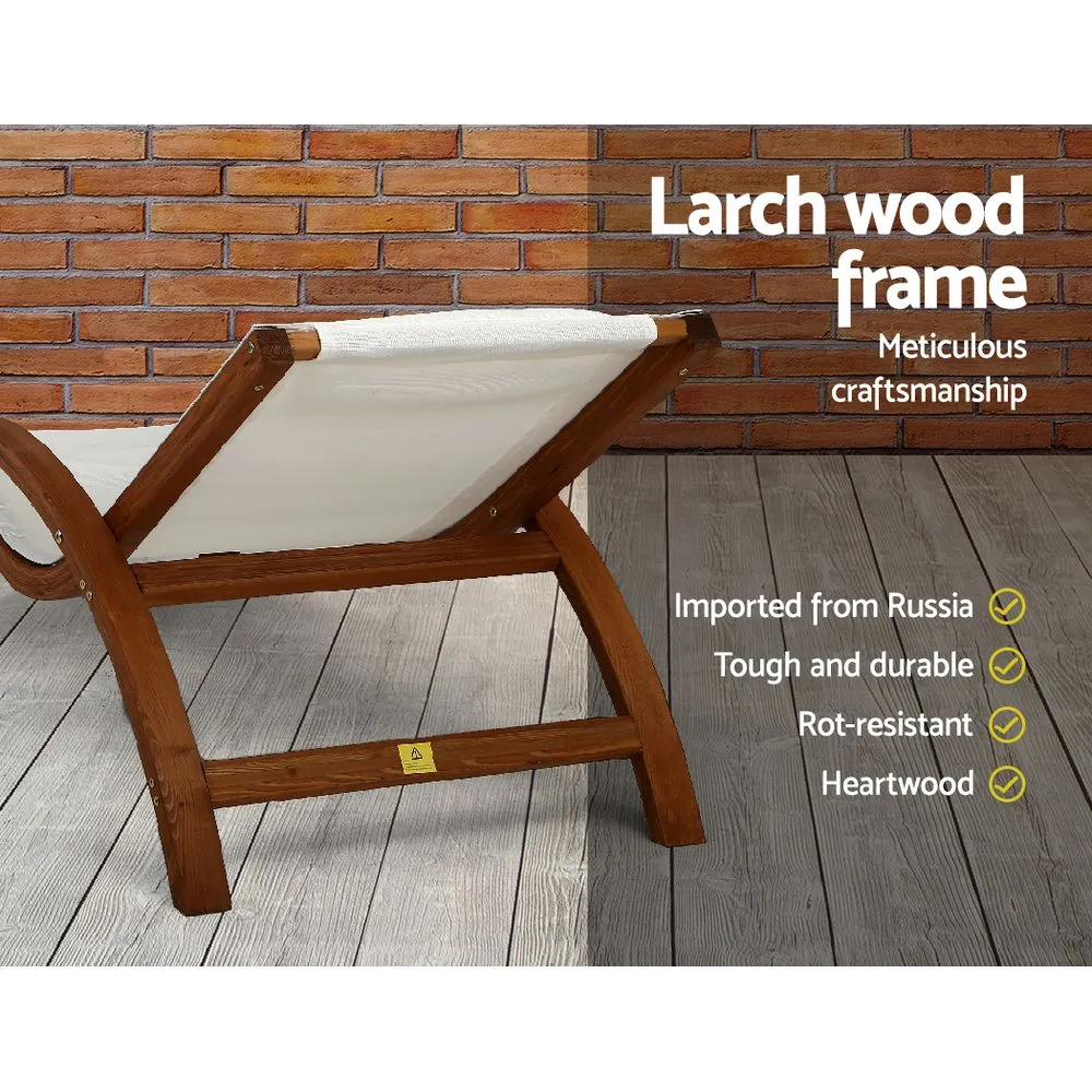 Outdoor Wooden Curved Sun Lounge Chair