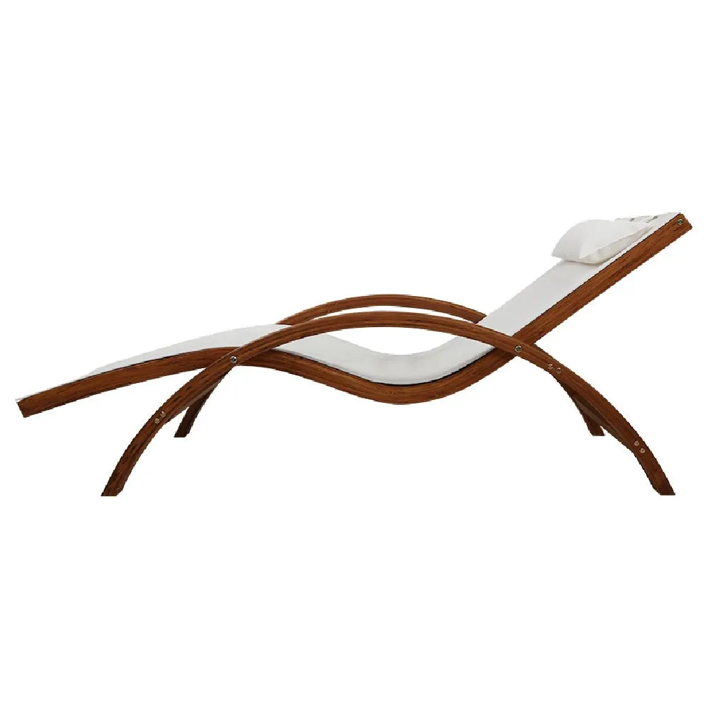 Outdoor Wooden Curved Sun Lounge Chair