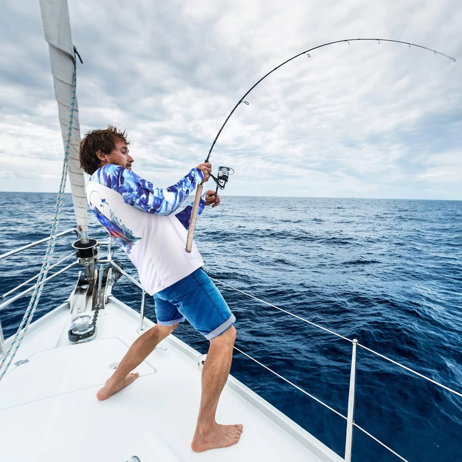 Palmyth Fishing Shirt for Men Long Sleeve Sun Protection UV UPF 50  T-Shirts with Pocket