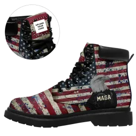 Personalized MAGA Boots,  Custom Flag, Eagle, Trump Boots, Unisex Boots,  Best Support Gift