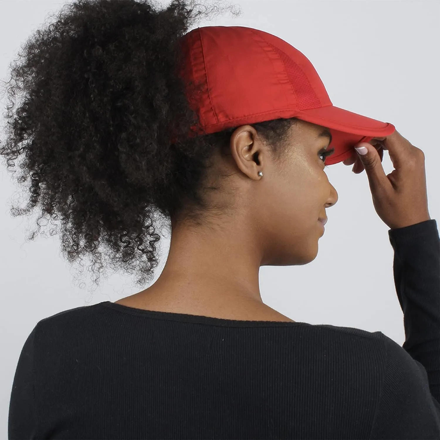 Ponyflo Womens Ponytail Baseball Cap - Ponytail Hats for Women, Curly Hair Ponytail Hat, Baseball Hat for Women