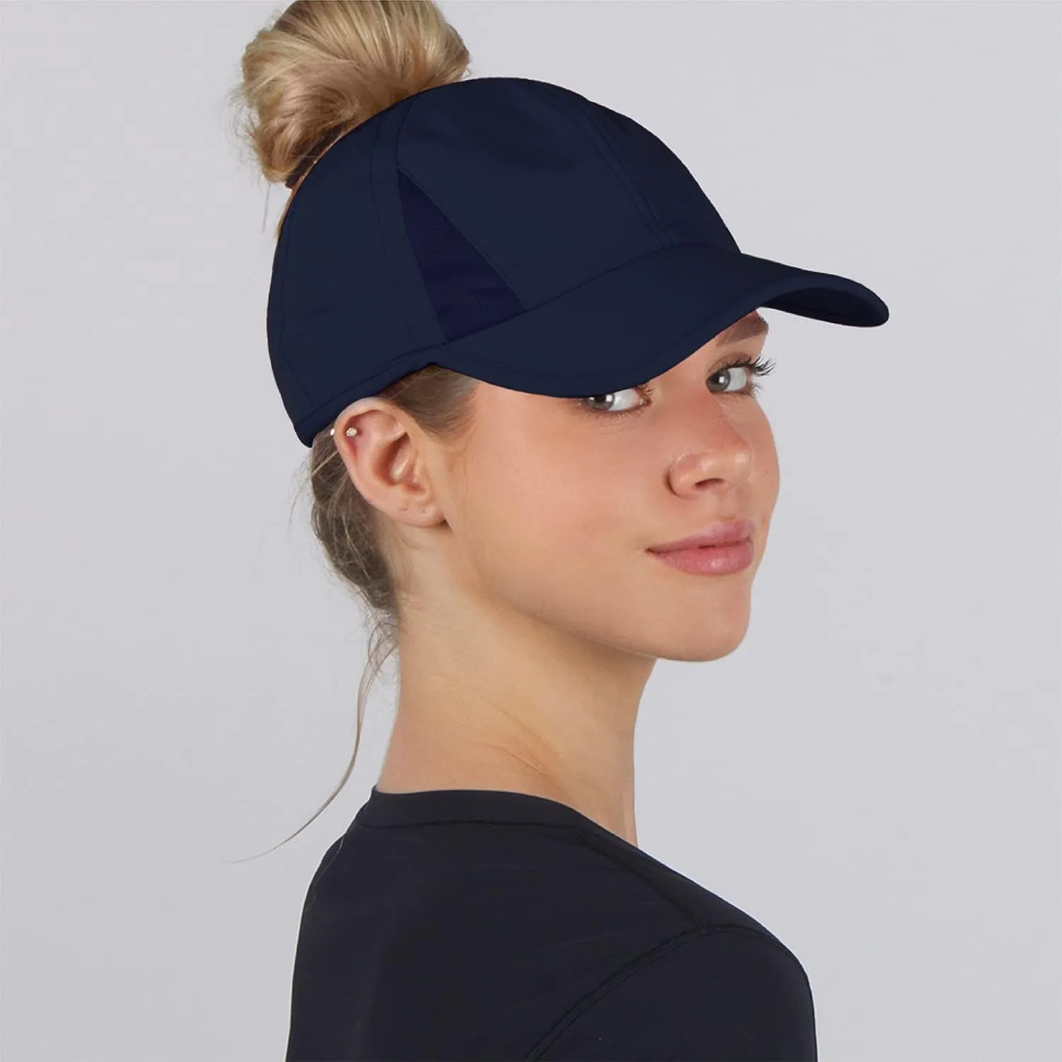 Ponyflo Womens Ponytail Baseball Cap - Ponytail Hats for Women, Curly Hair Ponytail Hat, Baseball Hat for Women