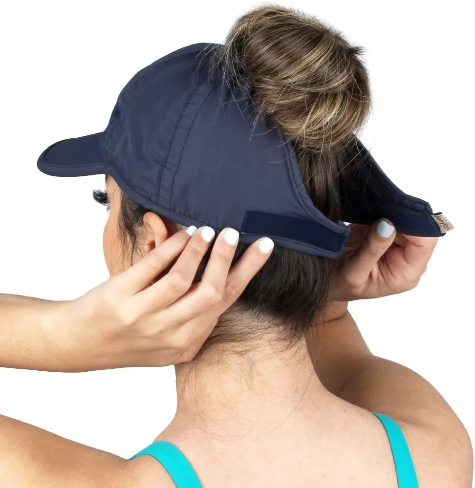 Ponyflo Womens Ponytail Baseball Cap - Ponytail Hats for Women, Curly Hair Ponytail Hat, Baseball Hat for Women