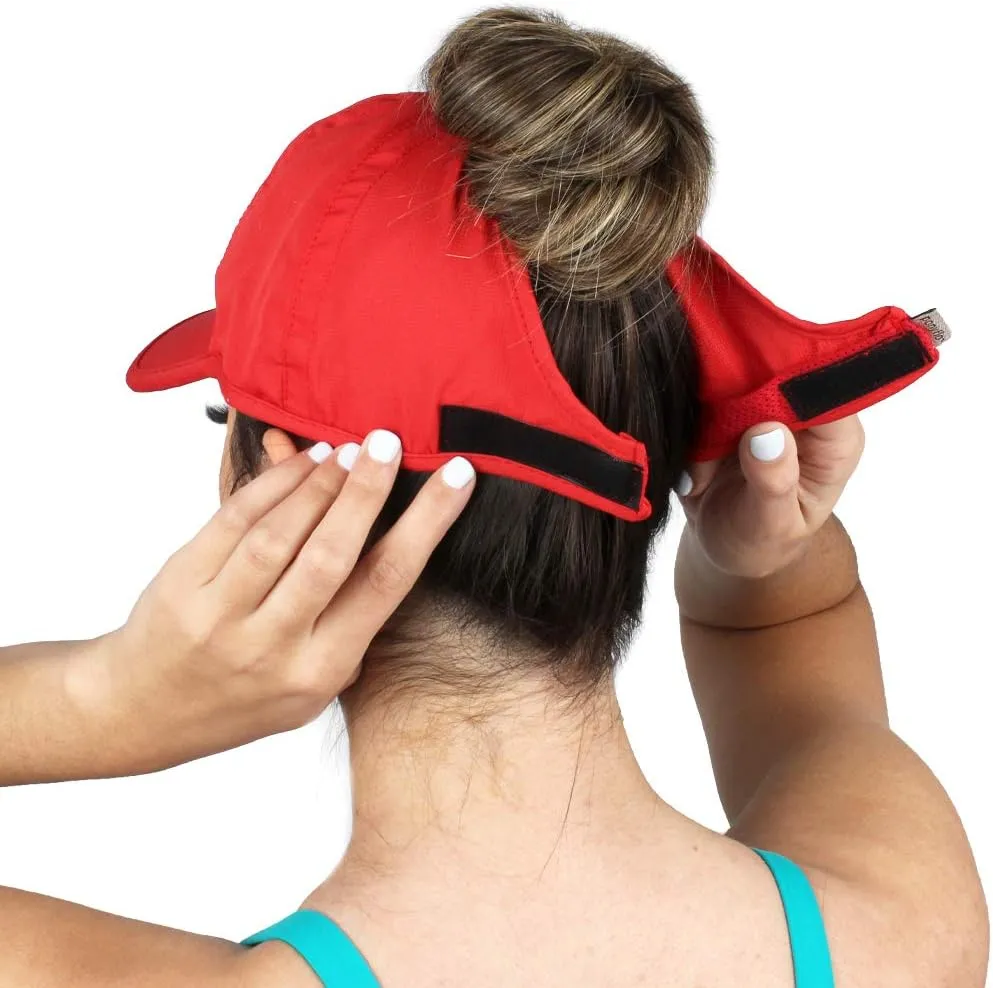 Ponyflo Womens Ponytail Baseball Cap - Ponytail Hats for Women, Curly Hair Ponytail Hat, Baseball Hat for Women