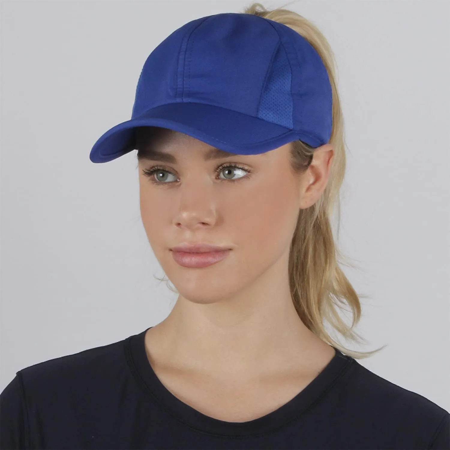 Ponyflo Womens Ponytail Baseball Cap - Ponytail Hats for Women, Curly Hair Ponytail Hat, Baseball Hat for Women