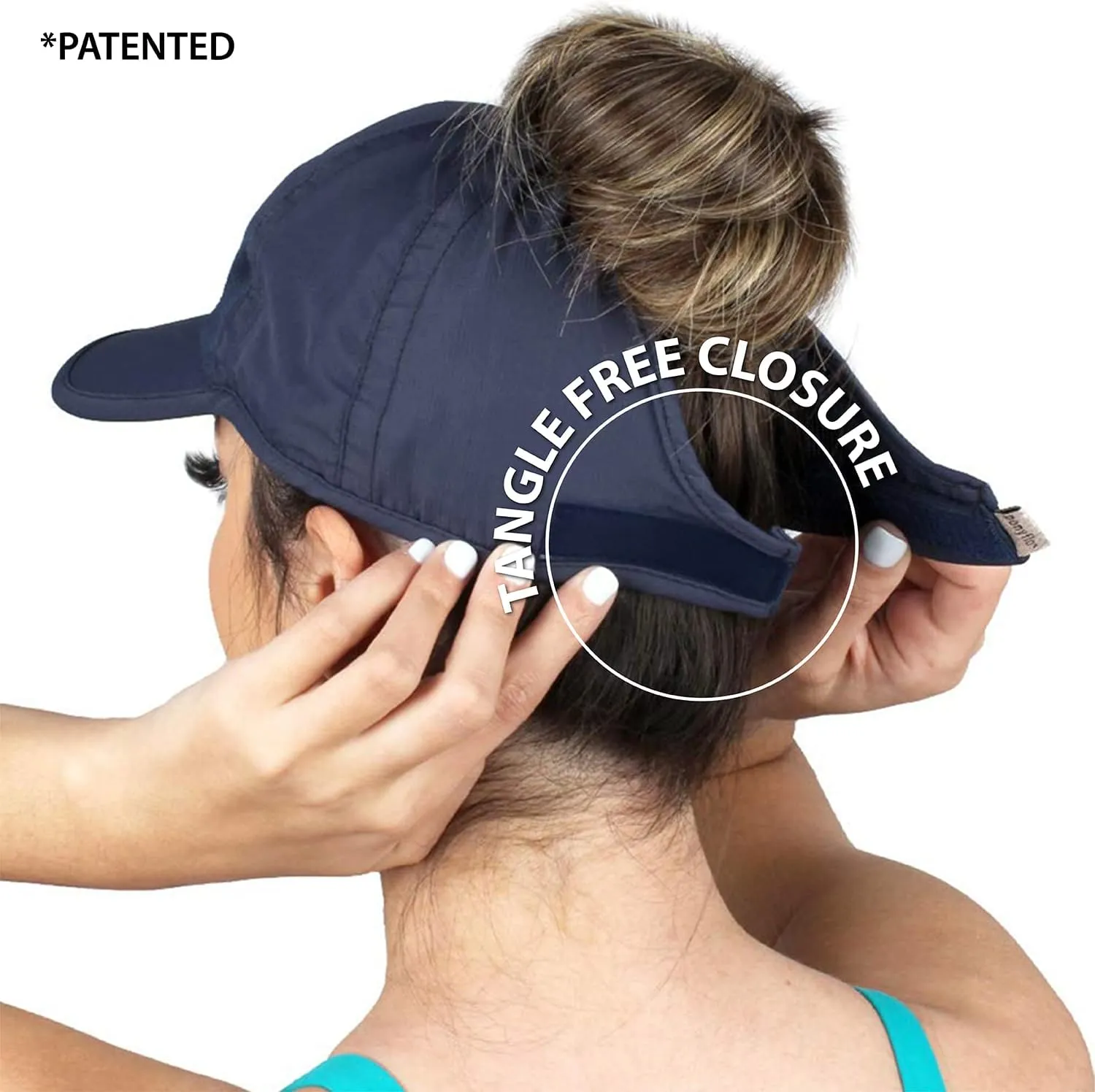 Ponyflo Womens Ponytail Baseball Cap - Ponytail Hats for Women, Curly Hair Ponytail Hat, Baseball Hat for Women
