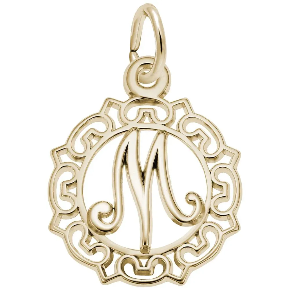 Rembrandt Charms - Ornate Script Initial M Charm - 0817-013