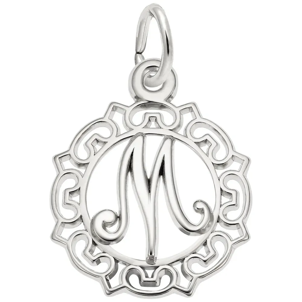 Rembrandt Charms - Ornate Script Initial M Charm - 0817-013
