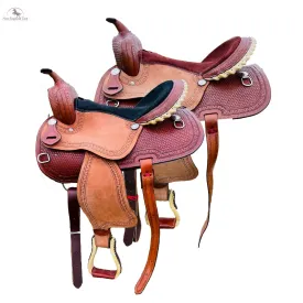 Resistance Western Pleasure and Trail Saddle with Basket Weave Tooled- 15, 16, 17, 18 inch