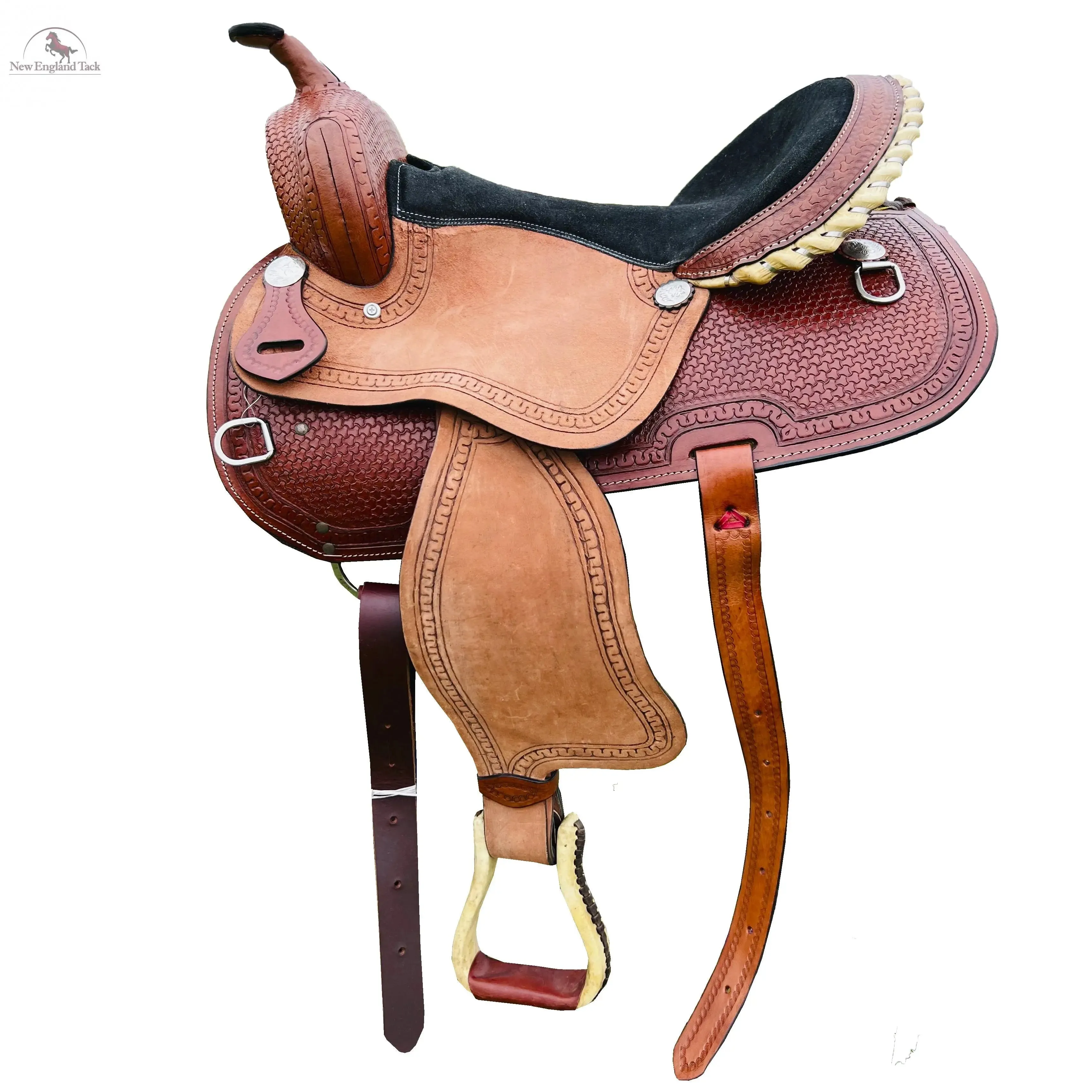 Resistance Western Pleasure and Trail Saddle with Basket Weave Tooled- 15, 16, 17, 18 inch