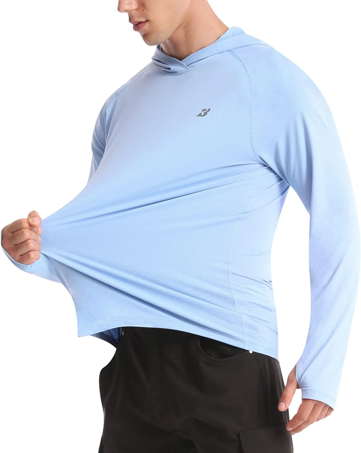 Roadbox UPF 50  Fishing Shirts for Men, Long Sleeve UV Protection Sun Hoodie, Swim Rash Guard for Hiking Running Workout
