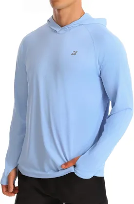 Roadbox UPF 50  Fishing Shirts for Men, Long Sleeve UV Protection Sun Hoodie, Swim Rash Guard for Hiking Running Workout