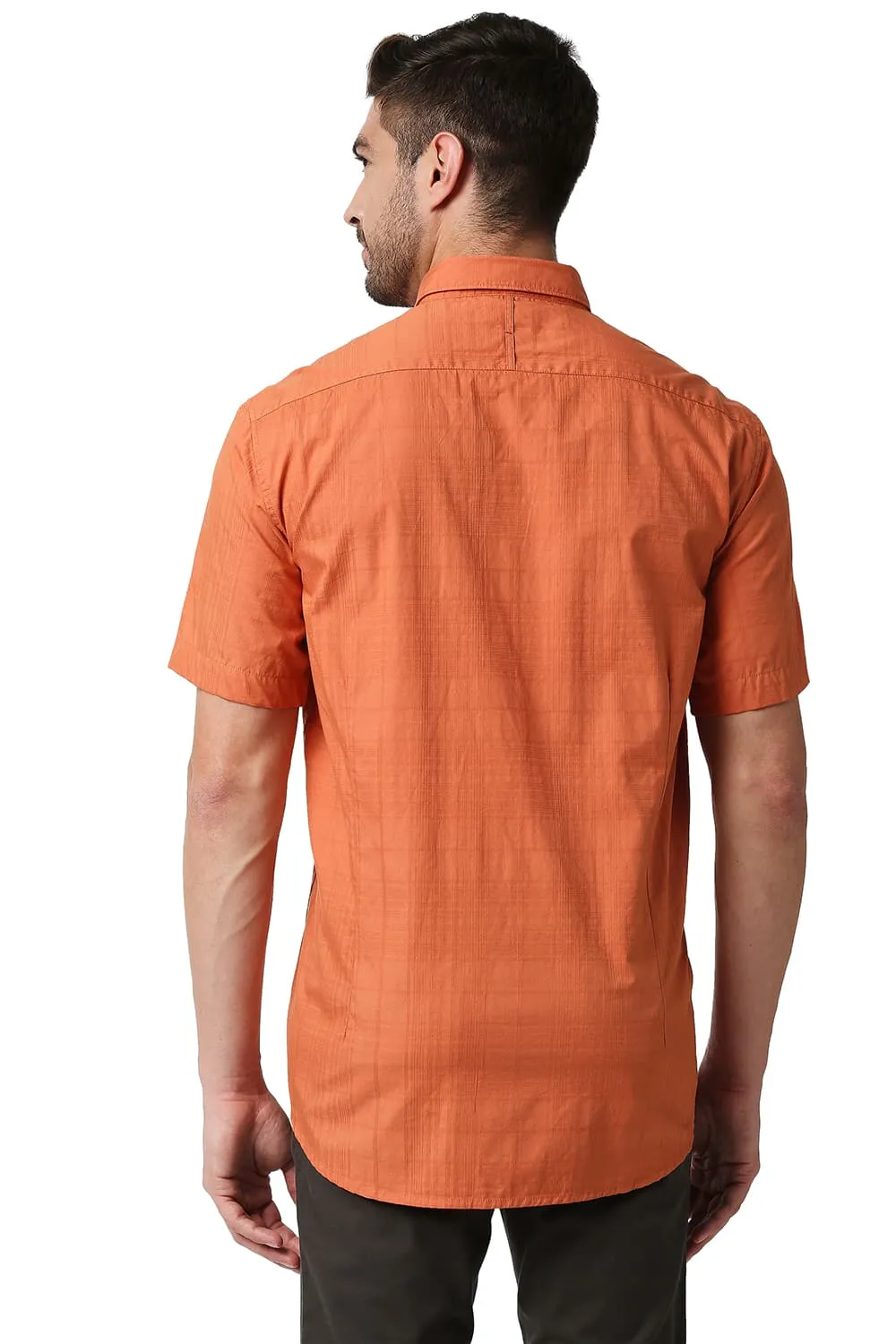 Slim Fit Dobby Checks Halfsleeves Shirt