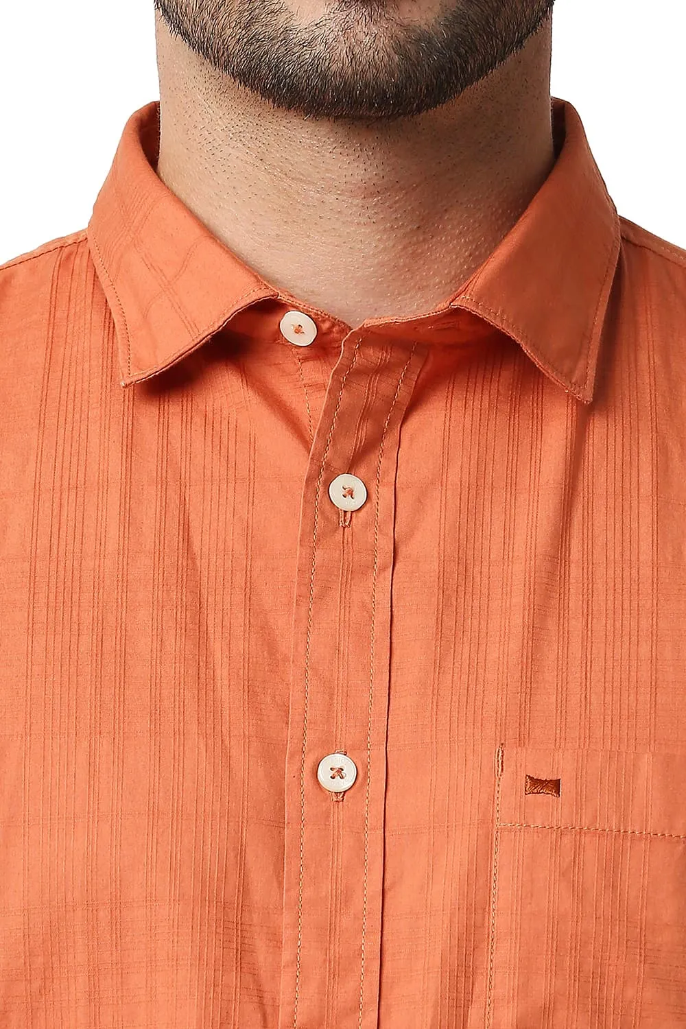 Slim Fit Dobby Checks Halfsleeves Shirt