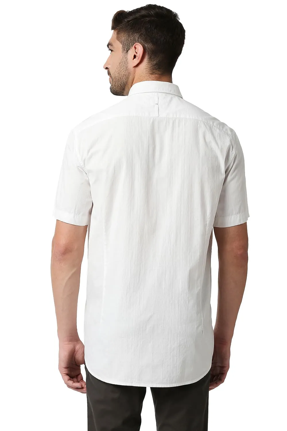 Slim Fit Dobby Checks Halfsleeves Shirt