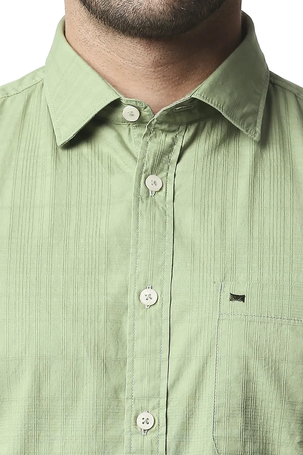 Slim Fit Dobby Checks Halfsleeves Shirt