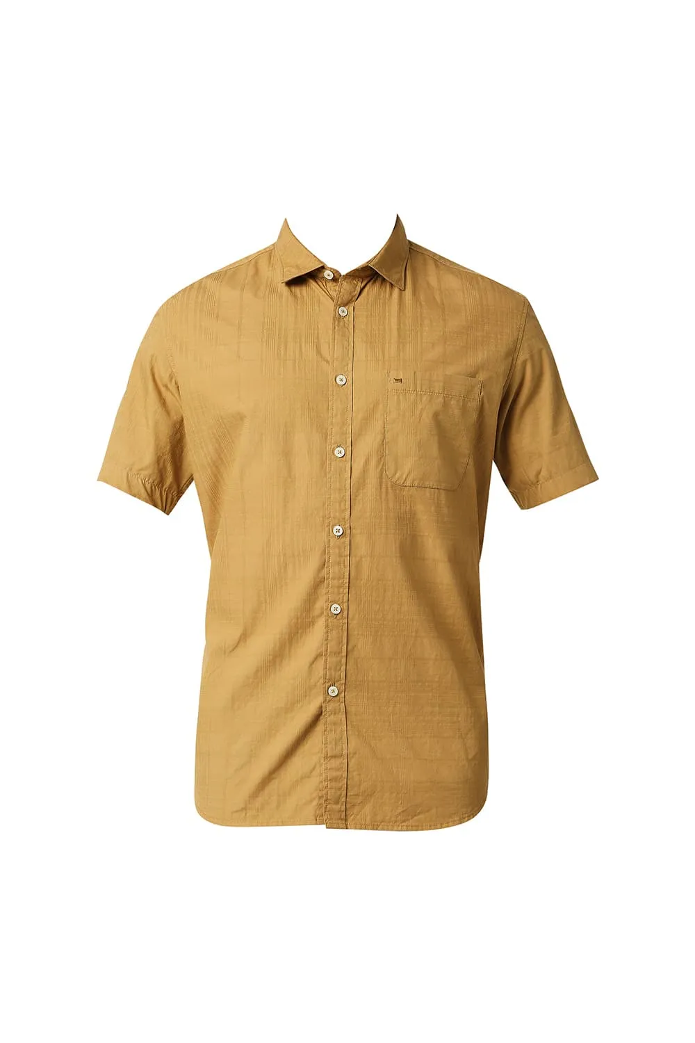 Slim Fit Dobby Checks Halfsleeves Shirt