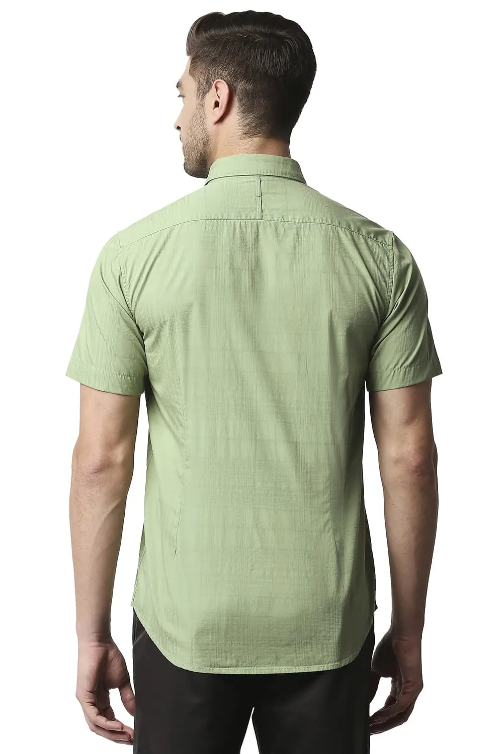 Slim Fit Dobby Checks Halfsleeves Shirt