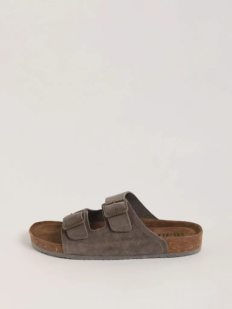 SOLEPLAY Grey Double Band Leather Sandals