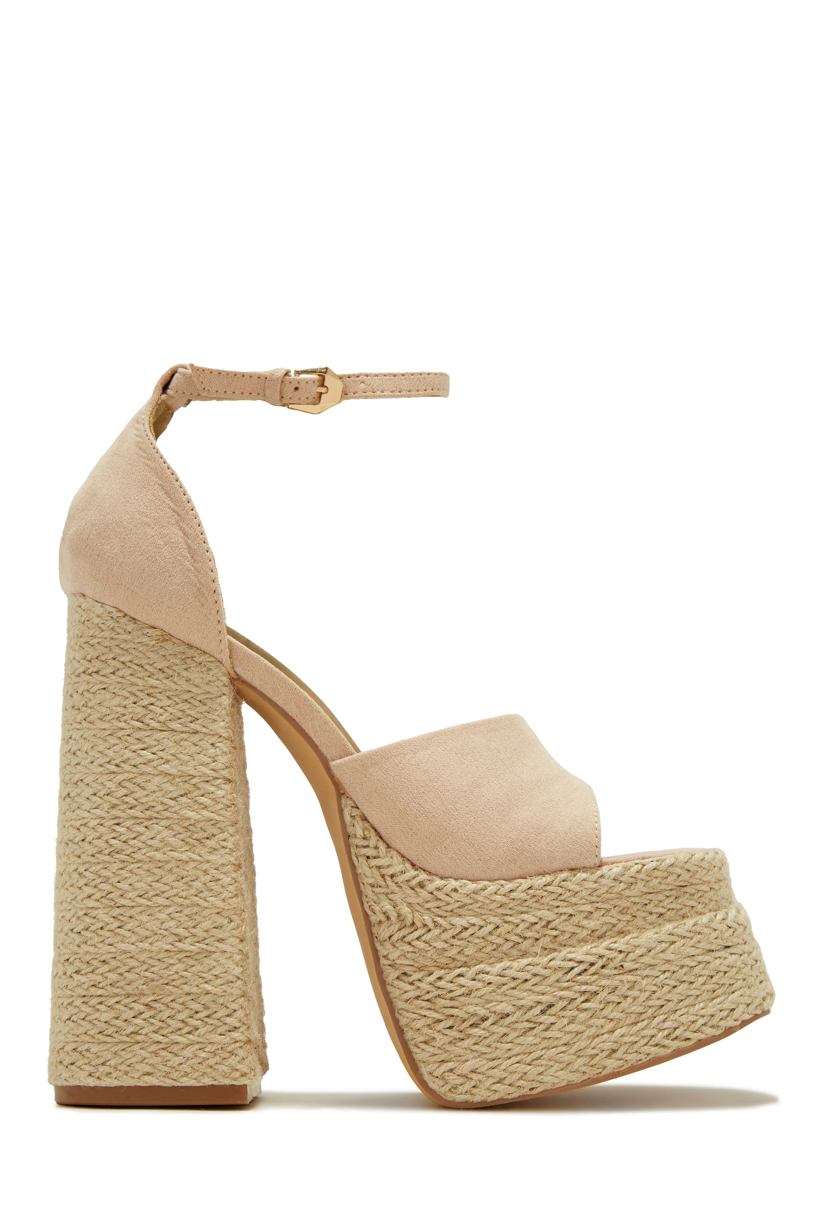 Sunset Margaritas Espadrille Platform Block High Heels - Black