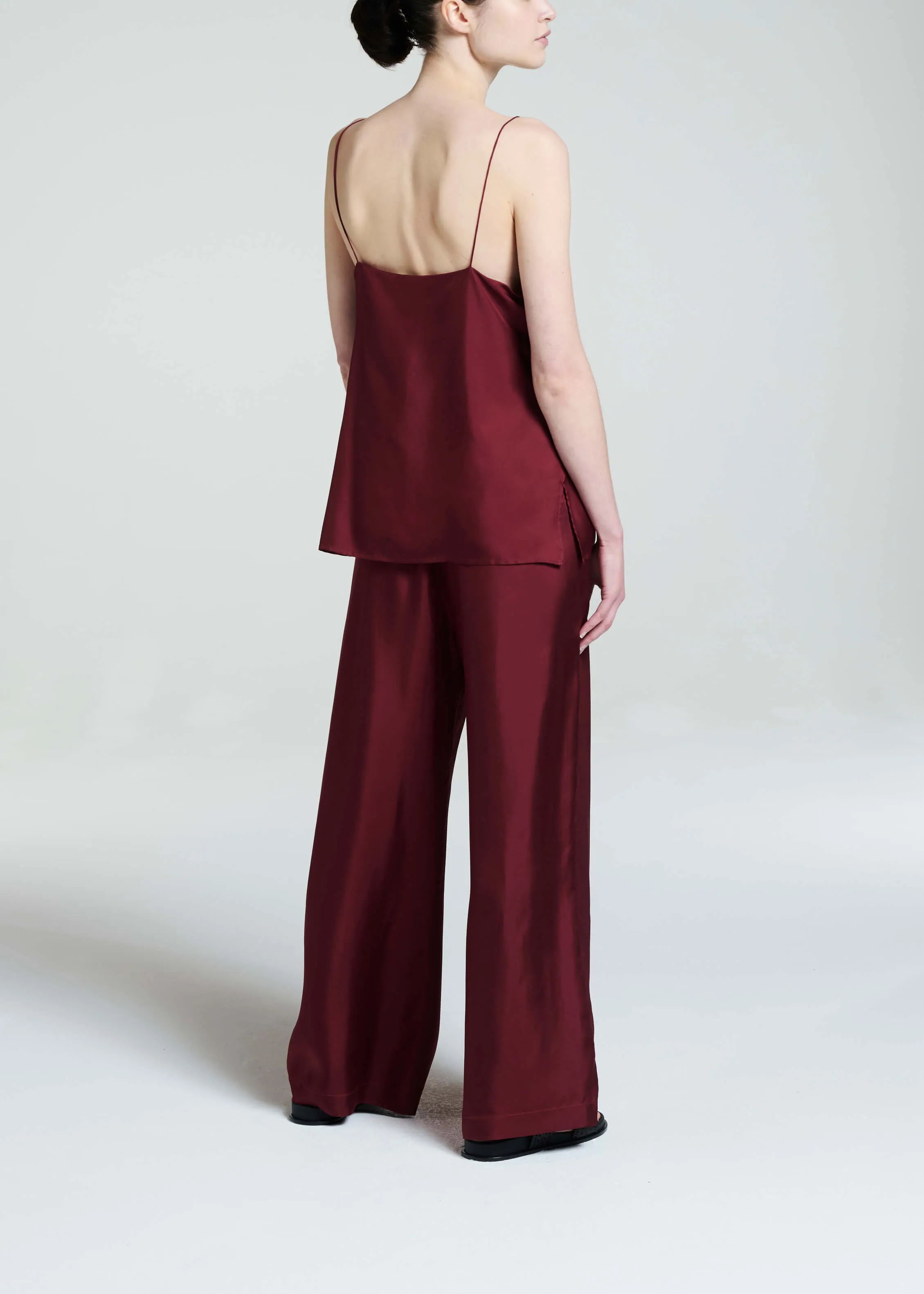 Tulum Cami Burgundy Silk Twill