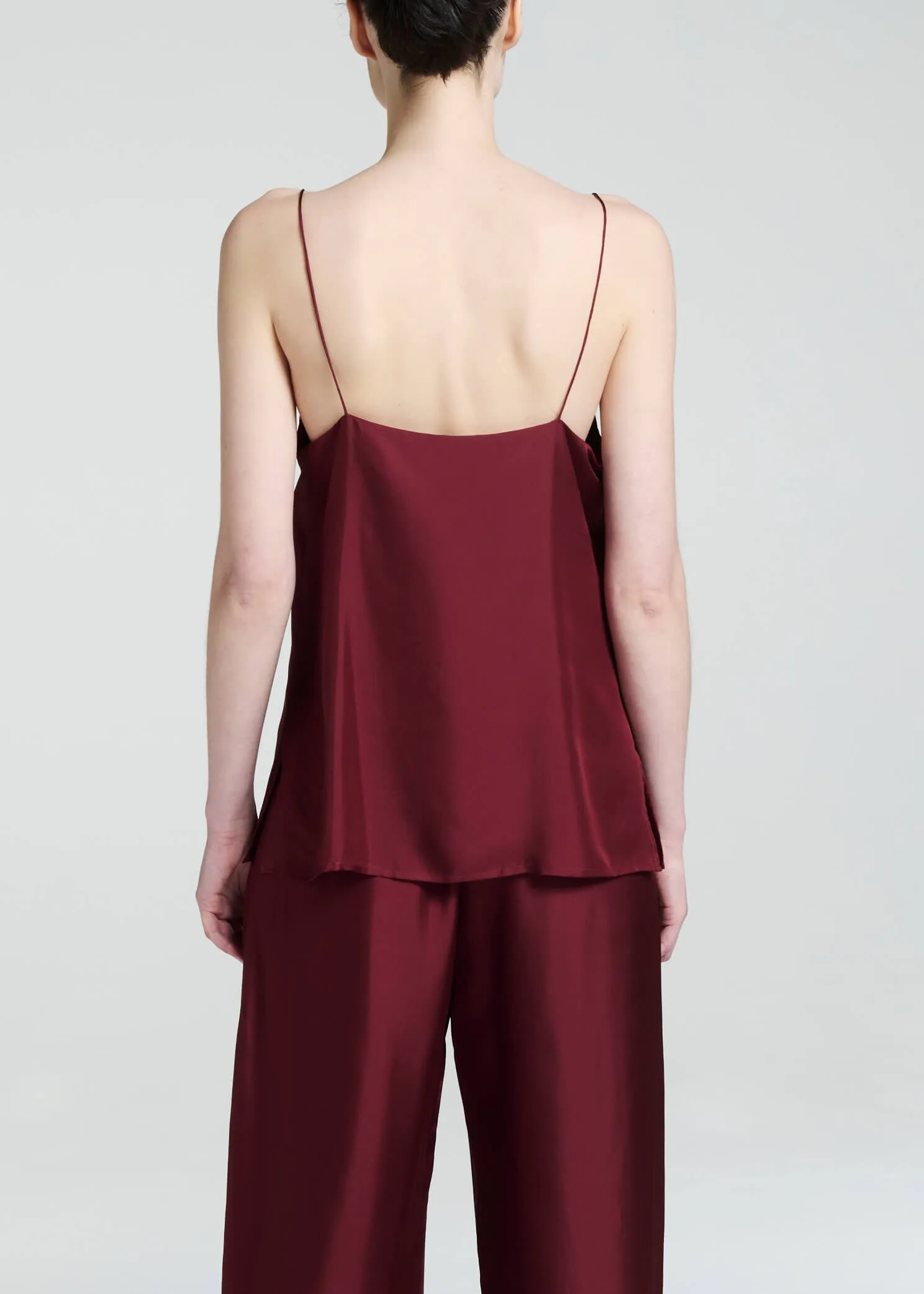 Tulum Cami Burgundy Silk Twill
