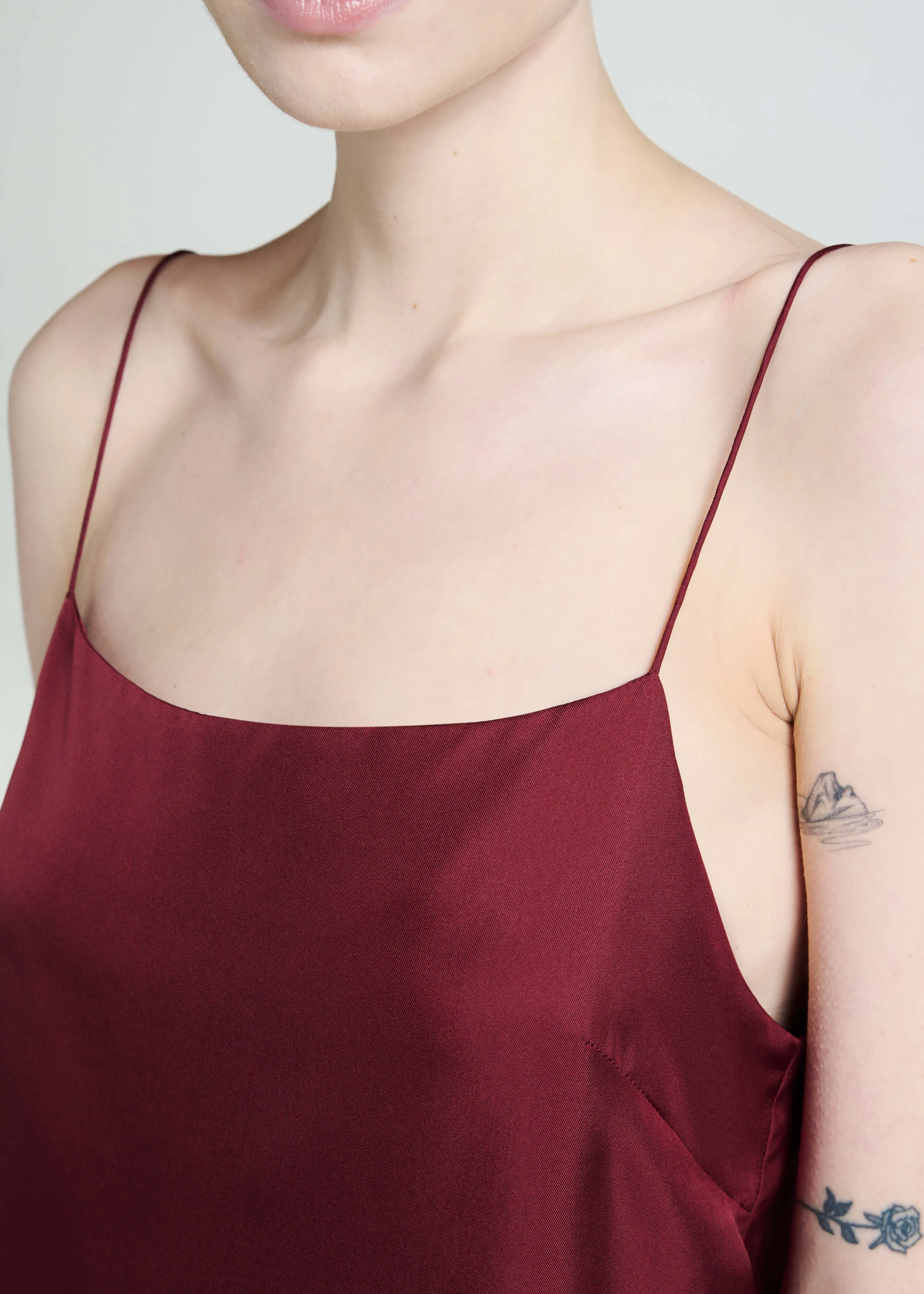 Tulum Cami Burgundy Silk Twill
