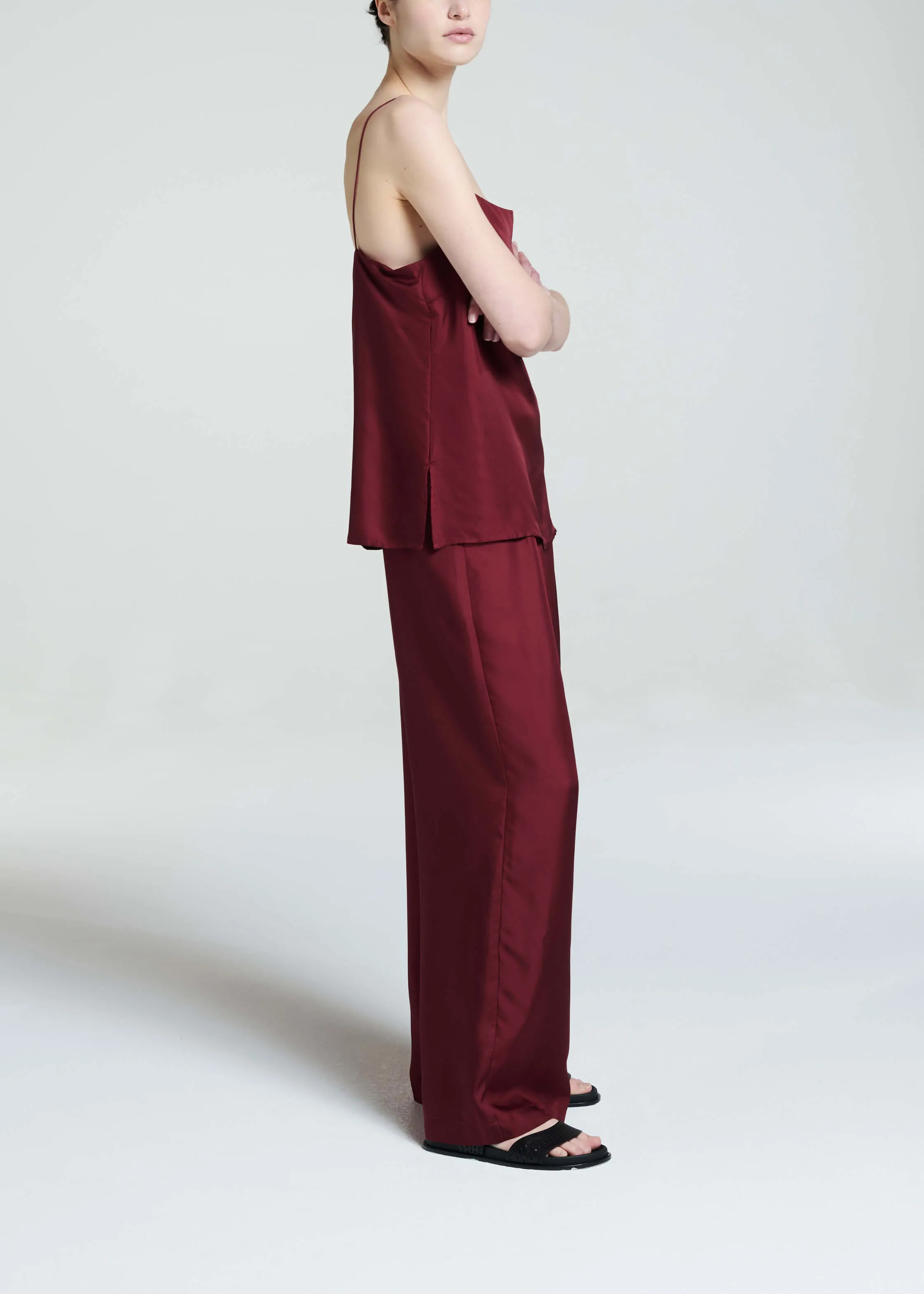Tulum Cami Burgundy Silk Twill