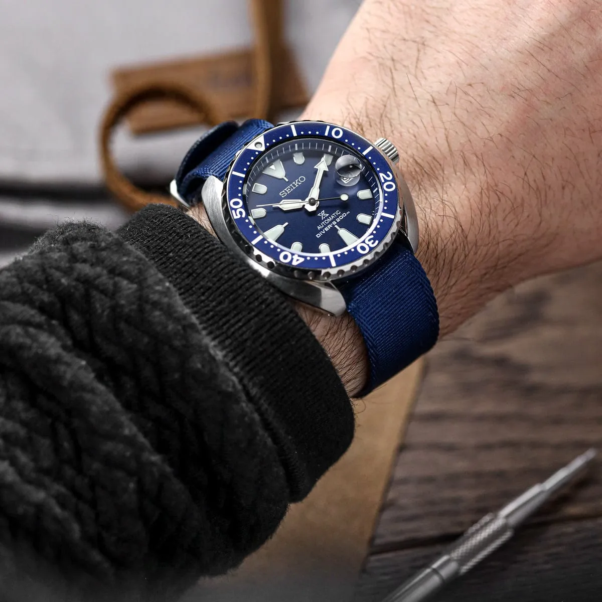 WatchGecko Signature Single Pass Military Nylon Watch Strap - Navy Blue