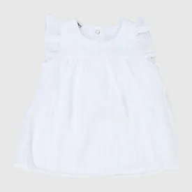 White Ruffled Sleeveless Dress