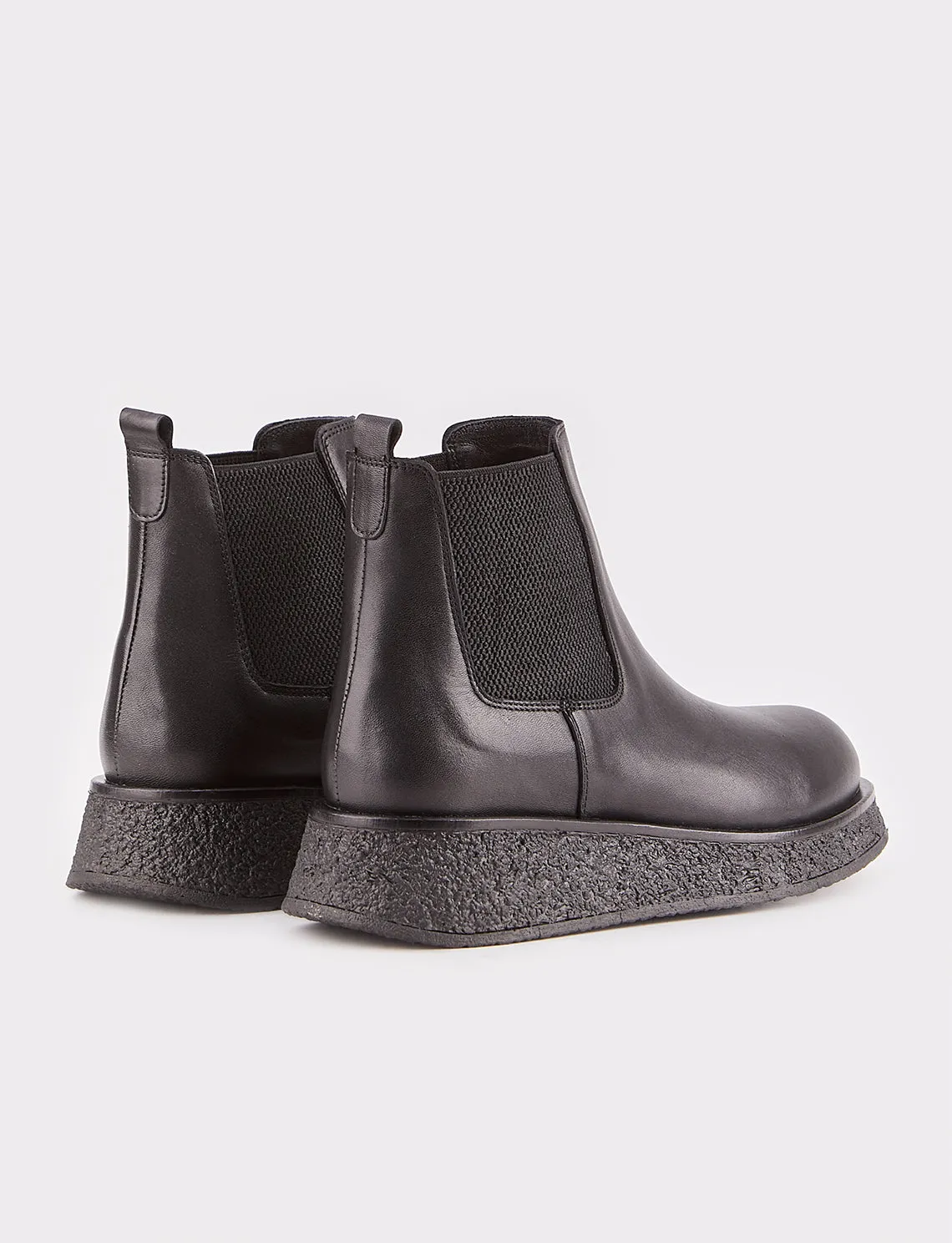 Women Black Genuine Leather Chelsea Boots