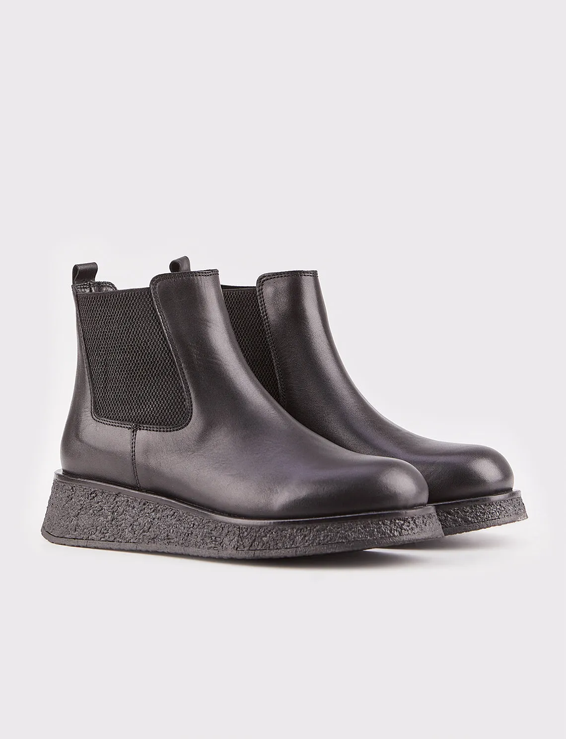 Women Black Genuine Leather Chelsea Boots