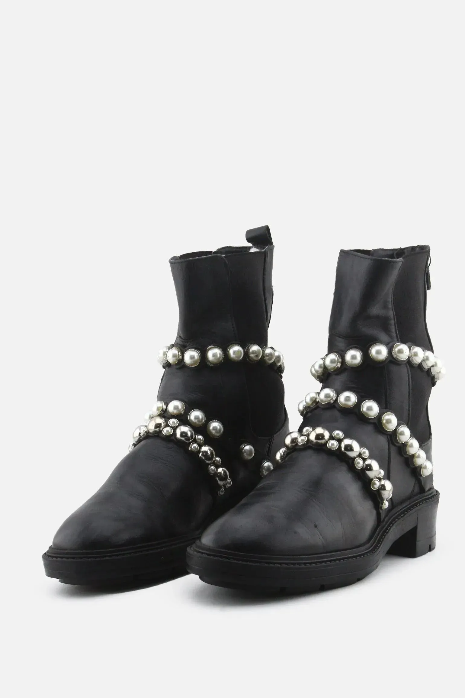 Zara Pearl Straps Stretchable Chelsea Ankle Boots | 100% Authentic Leather